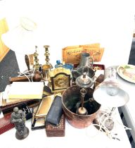 Selection of miscellaneous includes brassware, Angle poise lamp etc