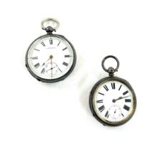 2 Gents sterling silver pocket watches Waltham and other, untested