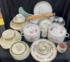 Selection of part dinner services to include Masons, Coalport, Royal Kent, items to include tureens,