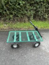 Small metal pull along trolley, approximate measurements: