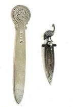 Two antique sterling silver bookmarks
