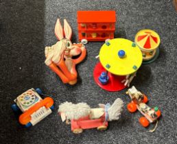 Large selection of vintage and later toys includes wooden toys, bugs bunny etc
