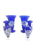 Venetian blue glass vase four all hand painted, tallest measures approximately: 40 inches tall