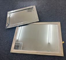 2 Large framed mirrors largest measures approximately 46 inches by 32 inches tall