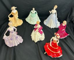 Selection of lady figures includes Coalport, Royal Worcester first dance etc