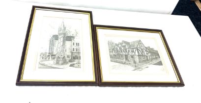 Framed David Bevan limited edition prints includes The Guildhall Leicester and The Clock Tower