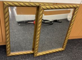 Pair of gilt framed mirrors 29.5 inches tall 20 inches wide