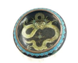 Chinese cloisonne dragon design bowl, 4 character mark to base, 3 inches tall 8 inches diameter