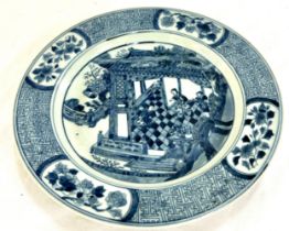 Blue and white Chinese plate, no markers mark, approximate diameter 9.5 inches