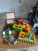 Selection of miscellaneous to include Australian first dollar coin, brass items, vintage toys etc