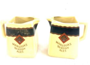 Pair of Royal Doulton Marstons burton ales jugs, approximate height: 4.5 tall
