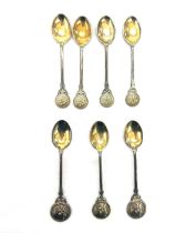 Set of six silver tea spoons makers mark T&S