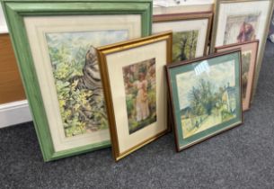 Large selection of assorted framed pictures and prints largest measures approximately