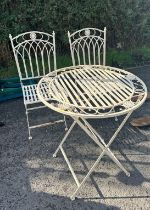 Panted bistro table and 4 folding chairs