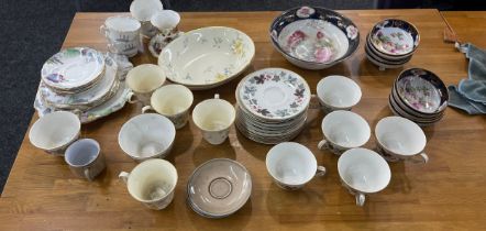 Selection of part tea services to include makers Royal Doulton Camelot, Royal Albery, Wellington