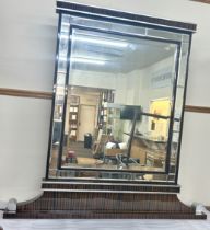 Macassar and silvered wood art deco style mirror