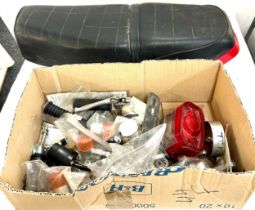 Honda motorbike leather set, selection of bike motor spares etc