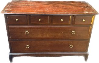 4 over 2 drawer Stag chest measures approx 28 inches tall by 42 inches wide and 18.5 depth