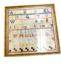 Vintage 1881 victorian sampler measures approx 9 inches by 9 inches