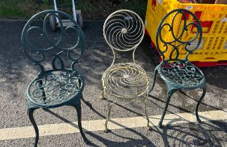 3 vintage metal garden chairs