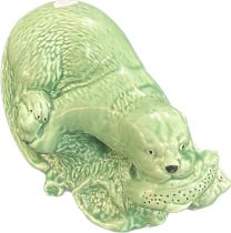 Green Sylvac otter, 7 inches tall by 9 inches wide
