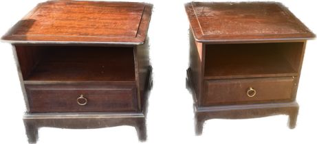 A pair of Stag bed side tables measures approx 20 inches tall by 20 inches wide and 18 inches deep