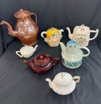 Large selection of assorted vintage and later tea pots