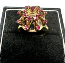 Vintage 14ct gold harem ring set with rubies and gemstones hallmarked 585 weight 5.4g