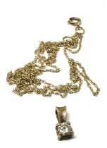 9ct gold vintage diamond pendant necklace (0.7g)