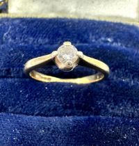 9ct gold antique diamond solitaire ring (1.5g)