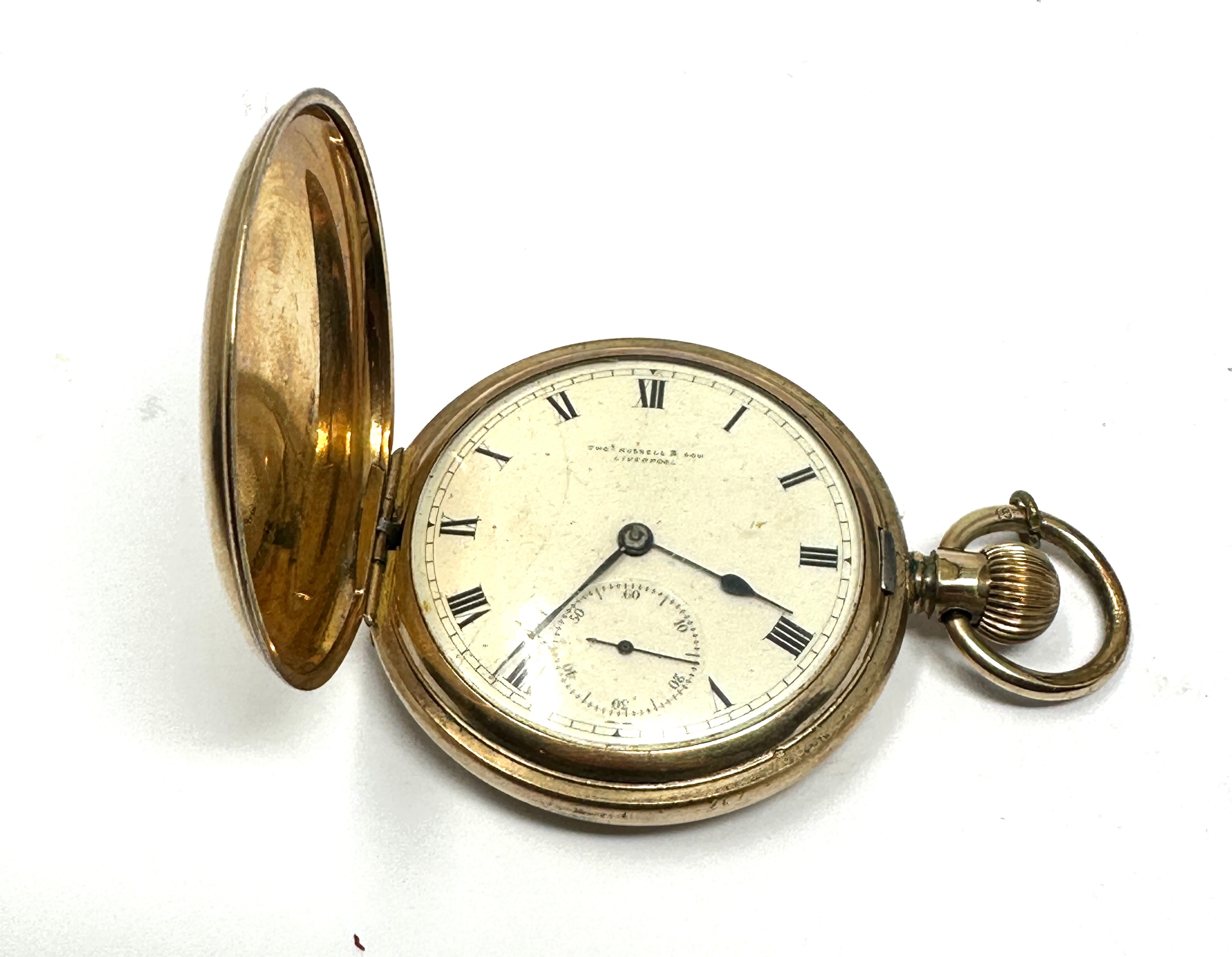 gold plate full hunter tho russell pocket watch the watch is ticking