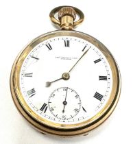 Thomas russell & son gold plated open face pocket watch the watch is ticking