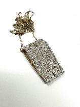9ct gold diamond greek scroll pendant necklace (4.4g)