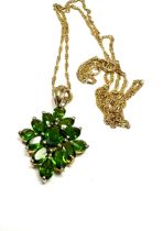 9ct gold diopside pendant necklace weight 2.9g