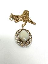9ct gold vintage opal pendant necklace w/ heart detailing (2.3g)