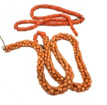 Two antique coral bead necklaces for restringing/repurposing (63g)