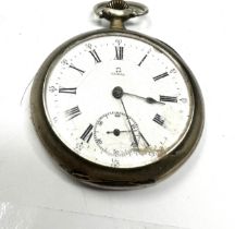 Omega silver open face pocket watch the watch is not ticking chips to dial