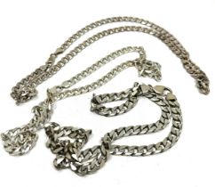 Three silver chunky curb link chains/necklaces (119g)