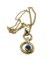 9ct gold opal & diamond open circle double drop necklace (3.5g)