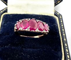 9ct gold ruby & diamond vintage ring (3.1g)