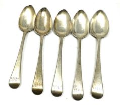 5 georgian silver tea spoons