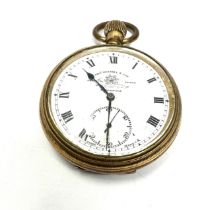 Antique gold plated tho russell & son open face pocket watch the watch is ticking