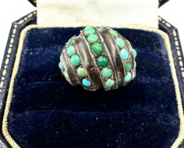9ct gold cased antique turquoise dress ring (7.5g)