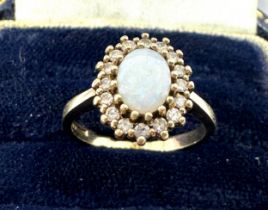 9ct gold opal & diamond cluster dress ring (2.7g)