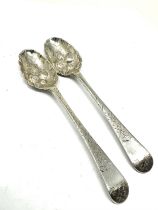 pair of georgian silver berry spoons