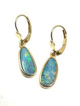 14ct gold opal doublet drop earrings (2.4g)