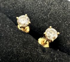 14ct gold diamond earrings each diamond measures 4mm diameter est 0.50ct of diamonds