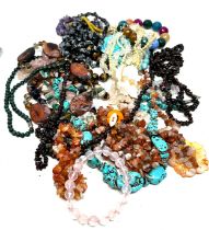 A collection of gemstone jewellery including turquoise and agate (1050g)