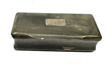 Antique horn snuff box silver detail