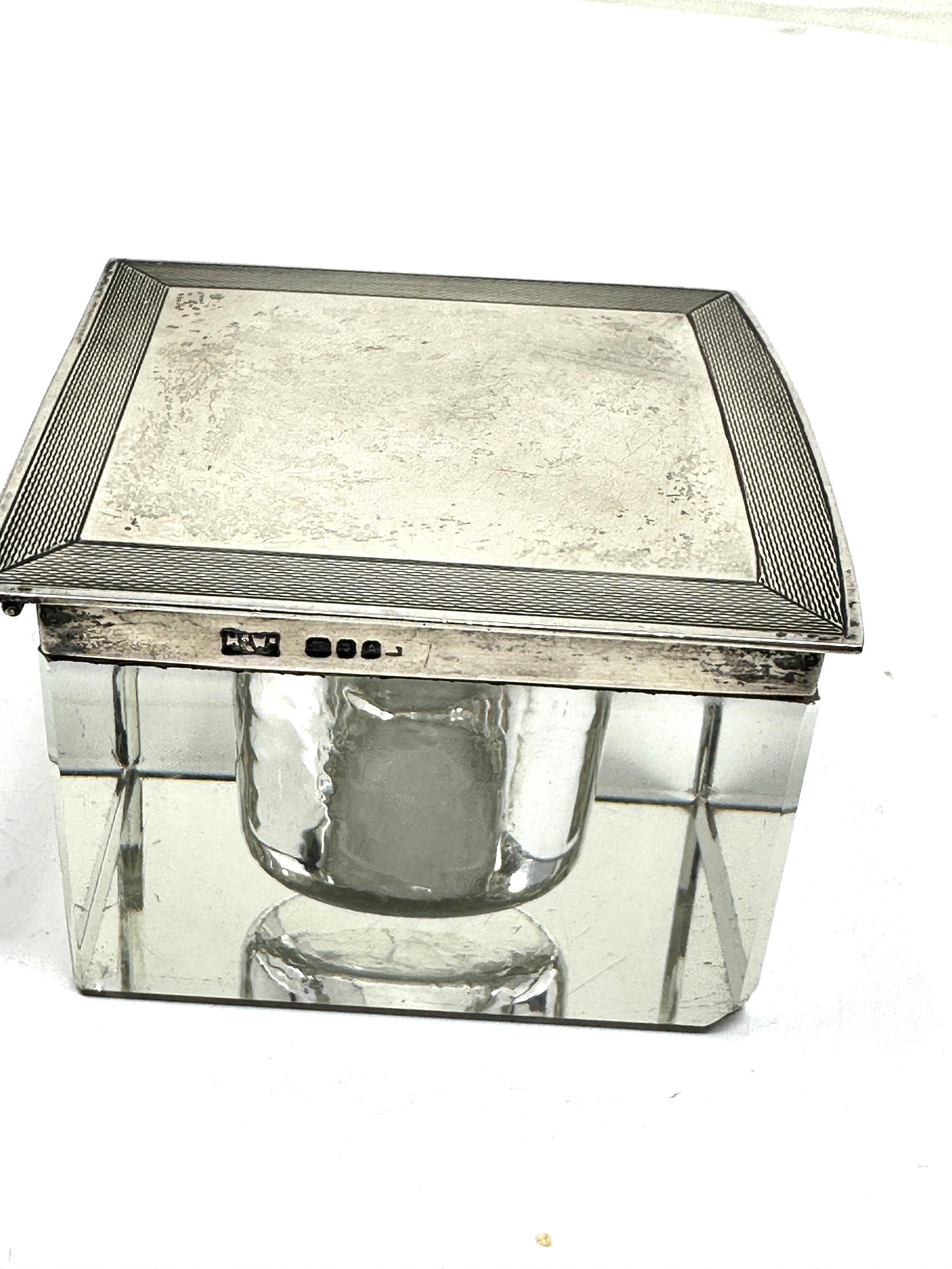 Antique desk top silver mounted ink well - Image 3 of 4